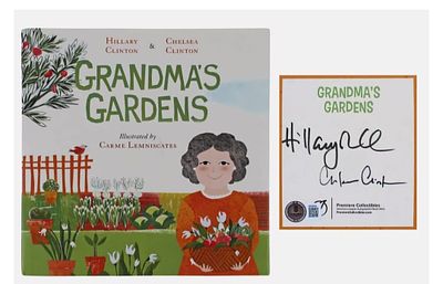 הספר Grandma’s Gardens, מאת Hillary Clinton ו־Chelsea Clinton, עם איורים מאת Carme Lemniscates. 