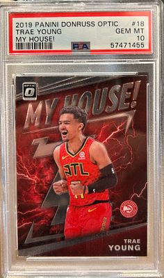 קלף ספורט מקורי! במצב מעולה. של טריי יאנג / Trae Young – קלף אספנות מסדרת 2019 Panini Donruss 