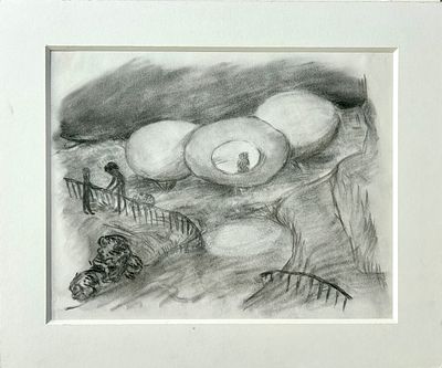 אוהד מרומי . נוף, גרפיט על נייר, 27x34 ס״מ, חתום ומתוארך 2003. 
אוהד מרומי (נולד ב-1967) הוא אמן 