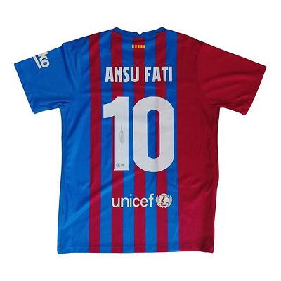 Ansu Fati / אנסו פאטי – חולצת FC Barcelona מספר 10, חתומה ביד השחקן! חולצת בית מקורית של 