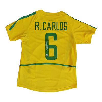 Roberto Carlos / רוברטו קרלוס – חולצת נבחרת Brazil national football team מספר 6, חתומה ביד 