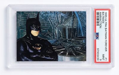 Batman – קלף אספנות מסדרת Batman Forever Animation משנת 1995, מספר #1, בדירוג PSA 9 MINT. קלף 
