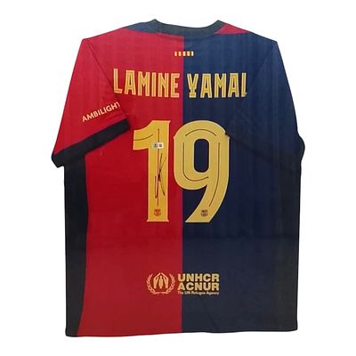 לאמין ימאל (Lamine Yamal) – חולצת ברצלונה מקורית, מספר 19, חתומה ביד השחקן. מצב חדש. החתימה 