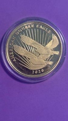 2020 Dbl Eagle Half Oz Silver Round, Gold Plated