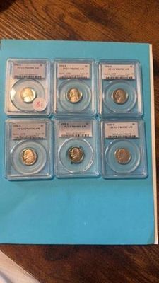 6 Nickels 1990s, 1991s,1994s, 1996s, 1999s, 2000s. Pr69dcam