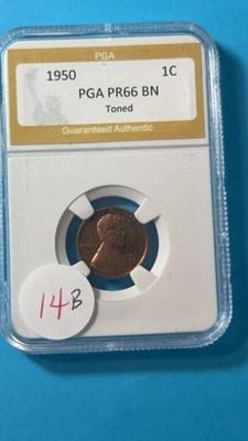 1950 One Cent Pga Pr66 Bn Toned