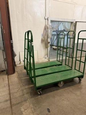 3 Green Rolling Carts. Located In Lubbock, Tx