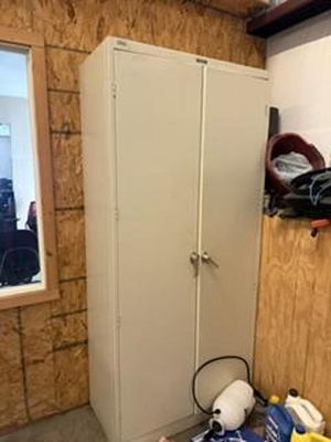 Metal Cabinet, 2 Wall Mounted Cabinets- Must C. Wall Cabinets Are Hanging, Bring Tools To 