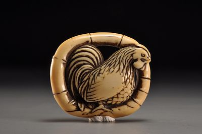 Netsuke / Нэцкэ Петух в бамбуке. Япония, Киото, конец XVIII - начало XIX века, период Эдо 