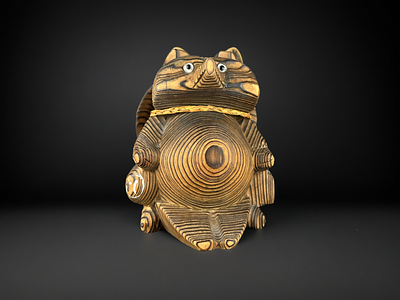 Okimono/Окимоно Тануки. 
Япония, Такаяма, провинция Хида, период Сёва (1926-1989). . Дерево; 