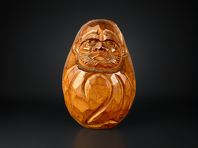 Okimono/Окимоно Дарума. 
Япония, Такаяма, провинция Хида, период Сёва (1926-1989). . Дерево; 