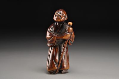 Netsuke / Нэцкэ Слепой массажист. Япония, период Эдо, середина XIX века. 
Дерево; резьба 
