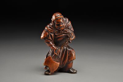 Netsuke/ Нэцкэ Чжан Фэй с топором. Япония, XIX век, период Эдо (1612–1868) — период Мэйдзи 