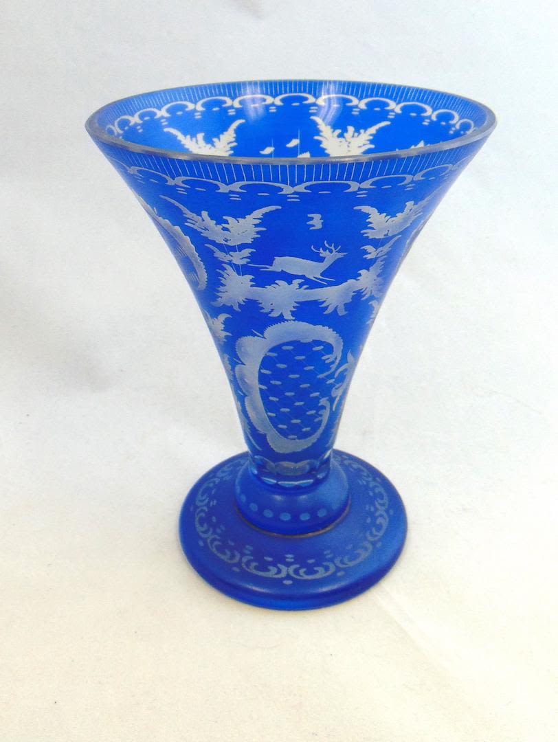Lot 187: Bohemian intaglio glass vase