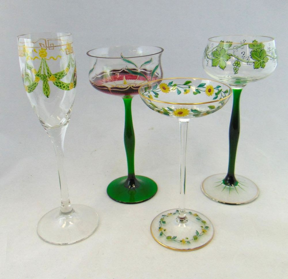 Lot 214: Four Theresienthaler glass goblets