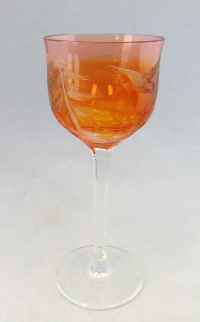 Lot 233: Moser orange cut glass goblet