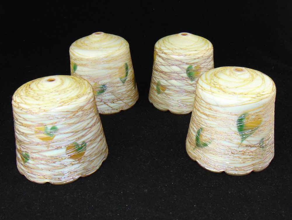 Lot 396: Four Threaded Vintage glass shades