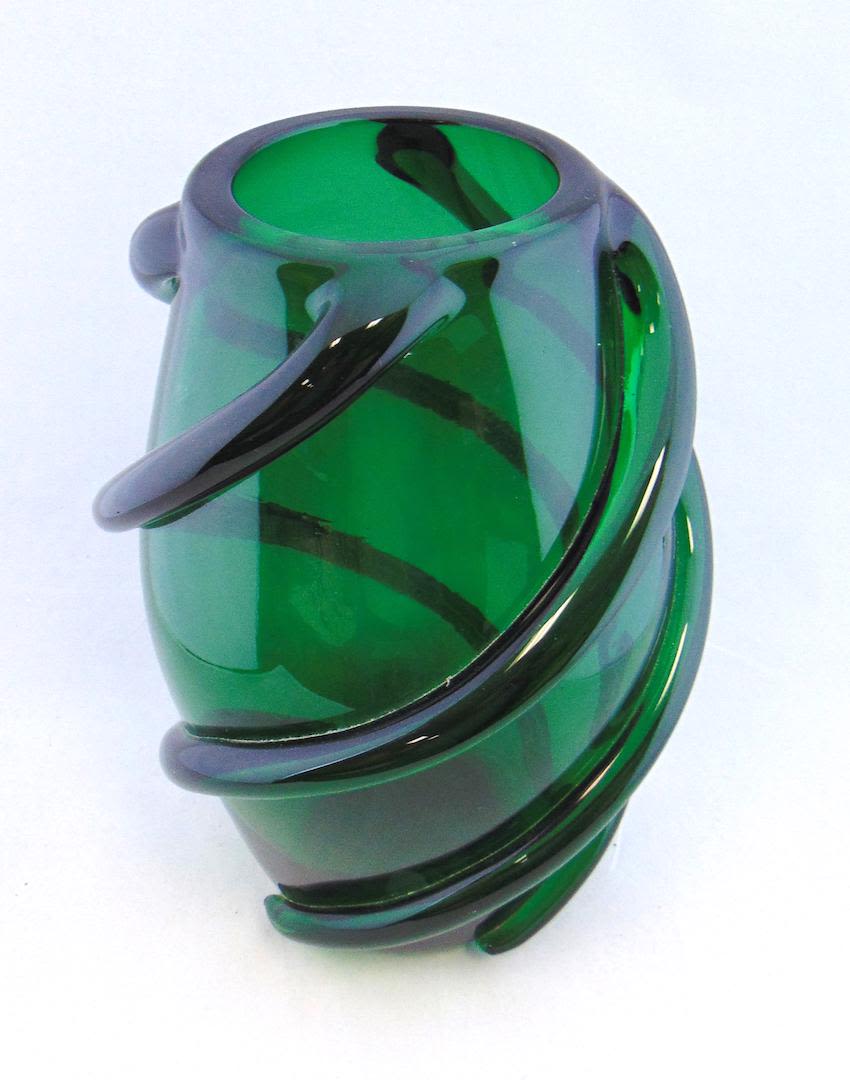 Lot 414: Large green contemporary glass vase