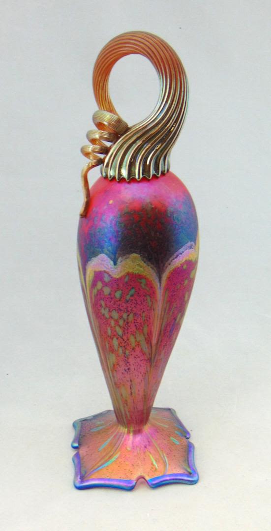 Lot 444: Red contemporary art glass vase