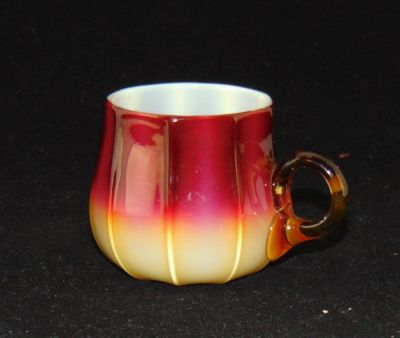 New England Plated Amberina cup. New England Plated Amberina tea cup in cream to rose with