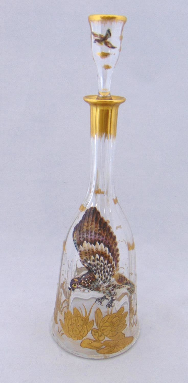 Lot 249: Moser raise bird glass decanter
