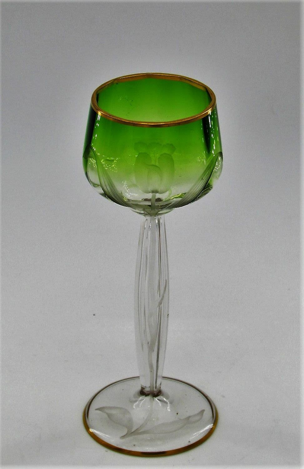 Lot 152: Moser green cut glass goblet
