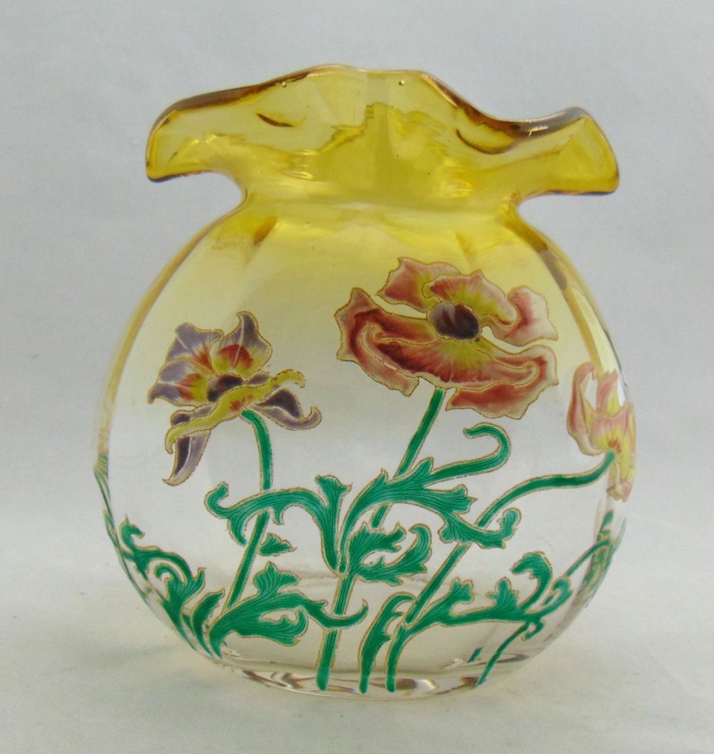 Lot 161: Moser glass vase with poppies