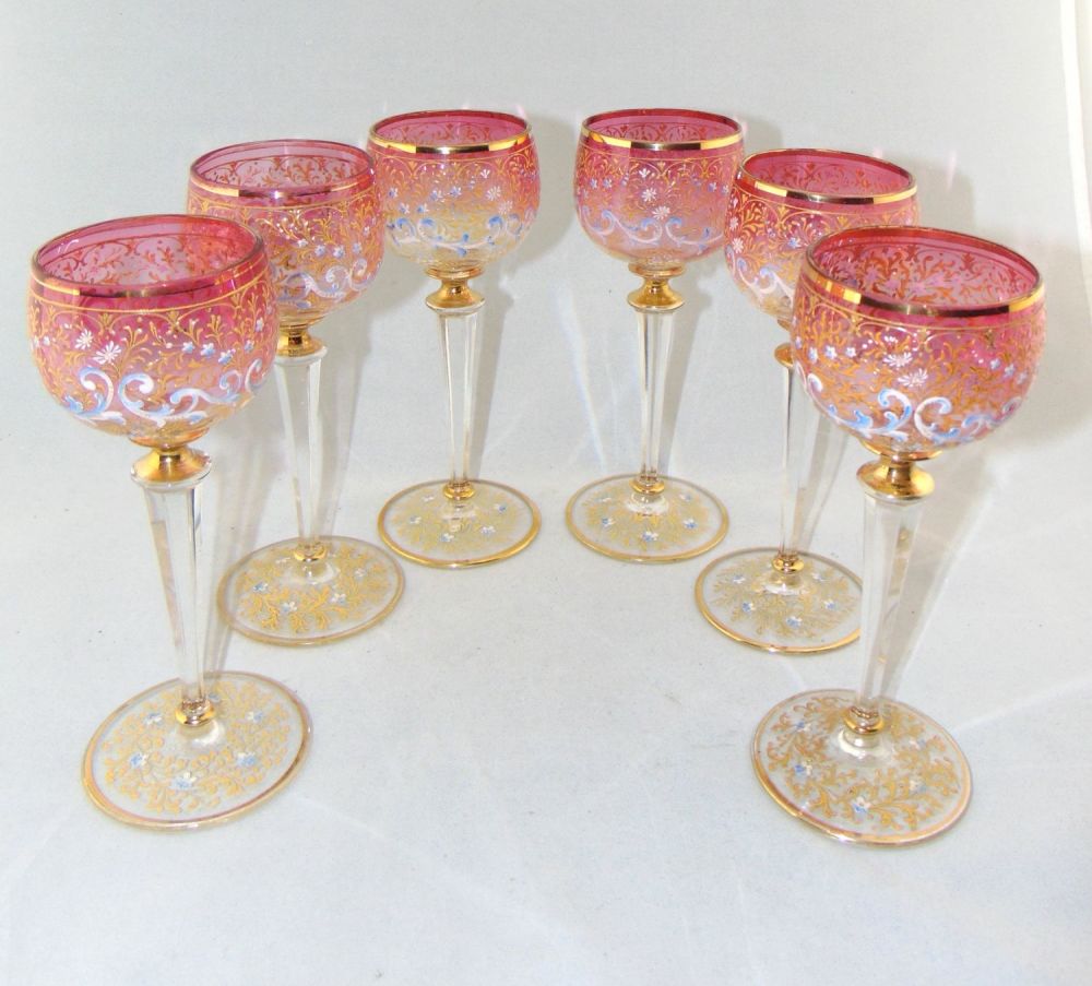 Lot 167: Set of six Moser glass goblets