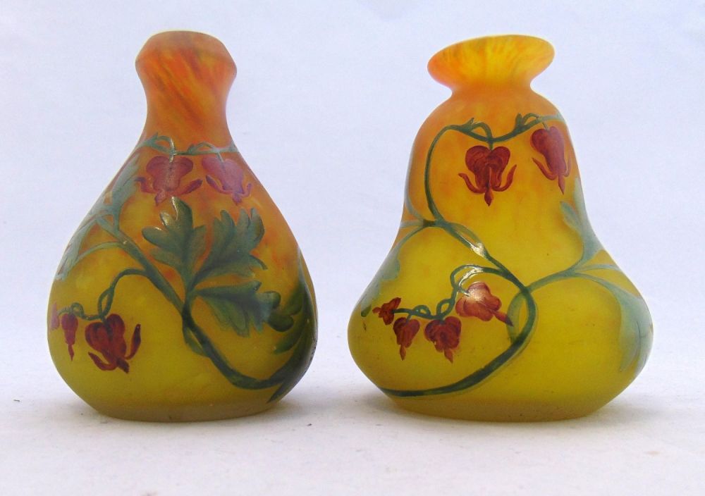 Lot 185: Pair of Muller enameled glass vases
