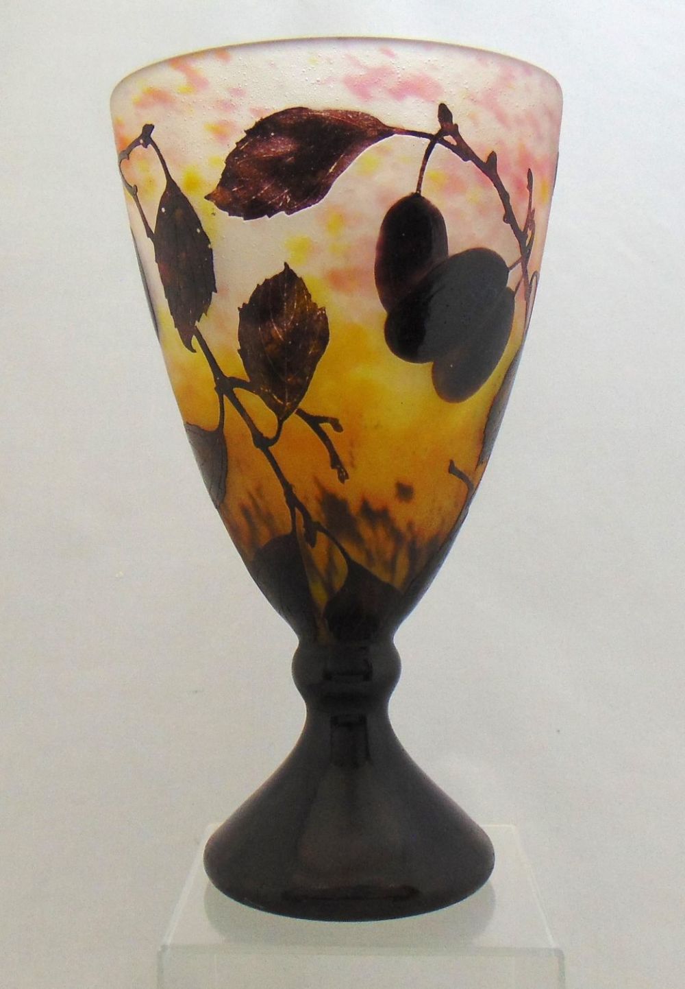 Lot 239: Daum Nancy plum cameo glass vase