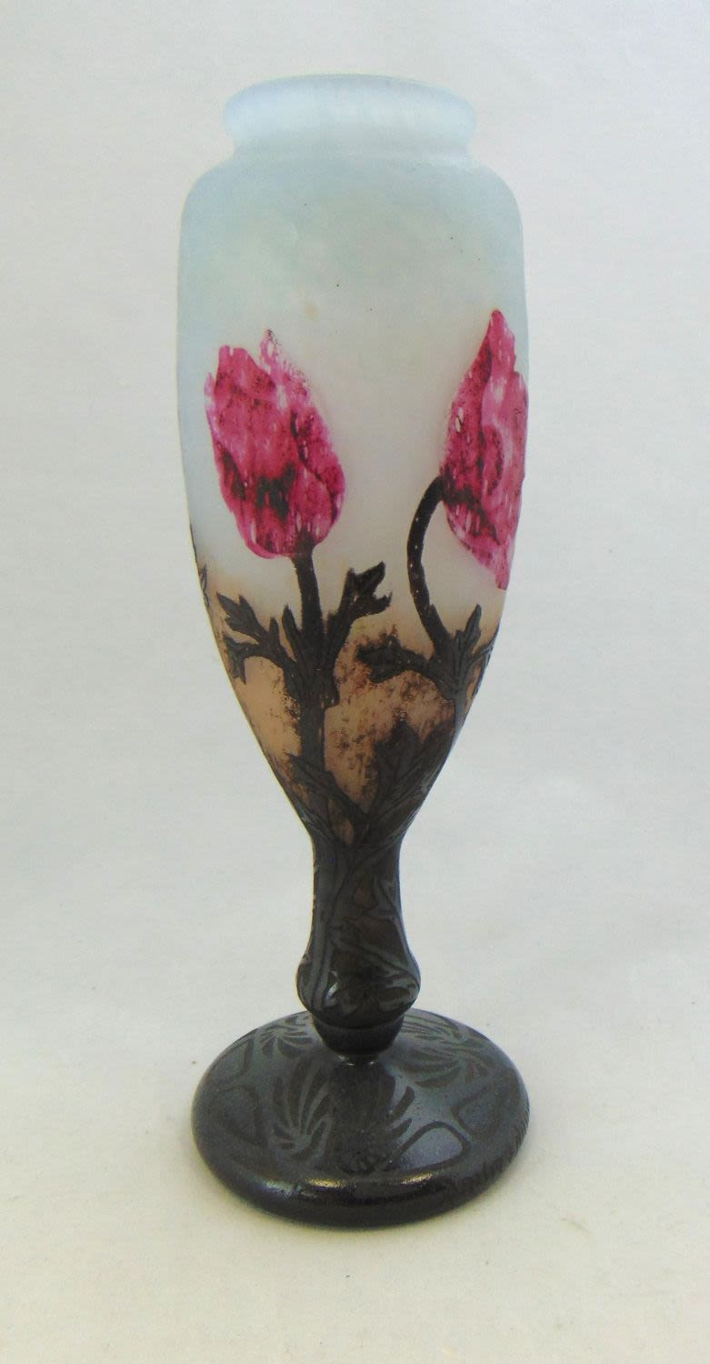 Lot 243: Daum Poppy French cameo vase