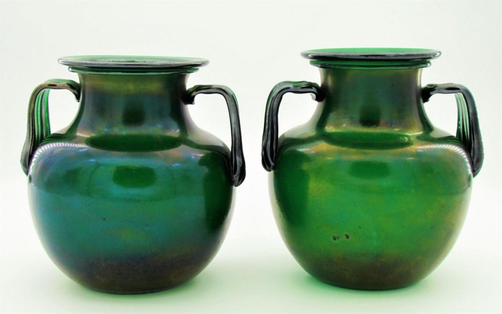 Lot 317: Pair Webb Bronze glass vases