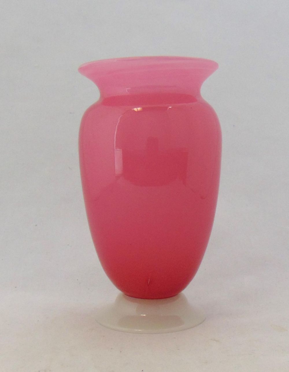 Lot 328: Steuben footed Rosaline glass vase