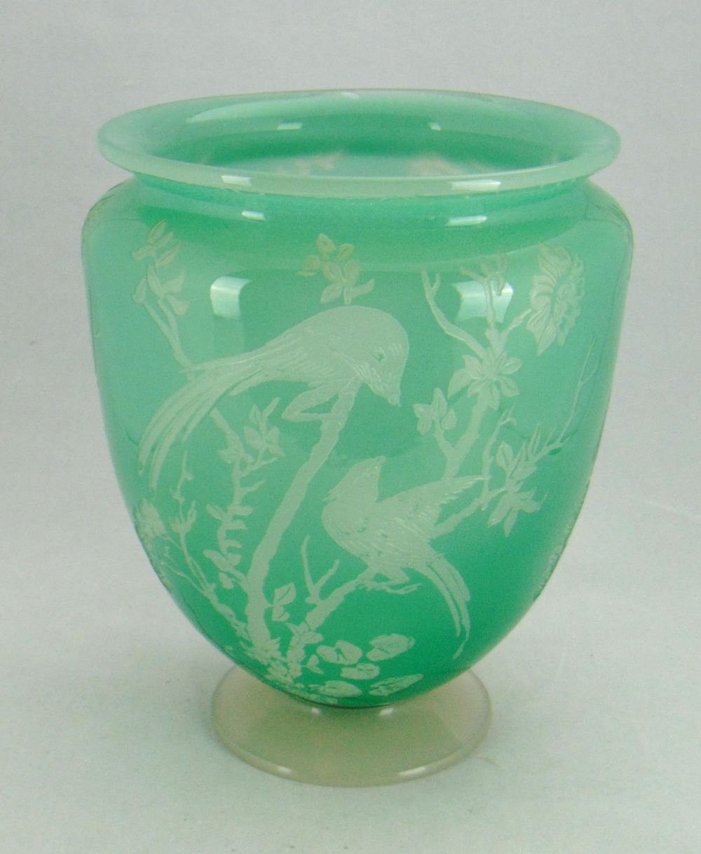 Lot 342: Steuben Acid cut back glass vase