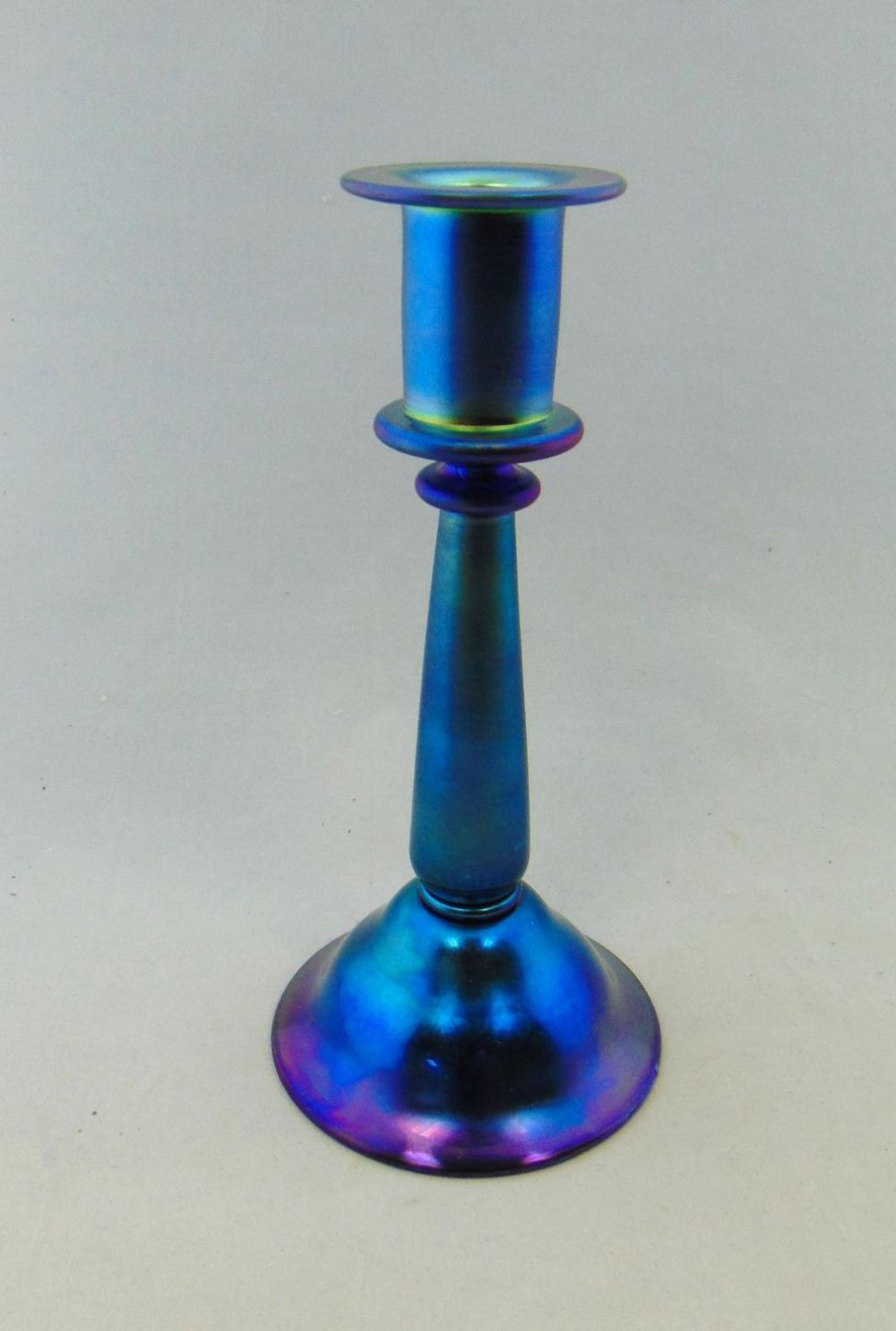 Lot 348: Steuben Blue Aurene candlestick