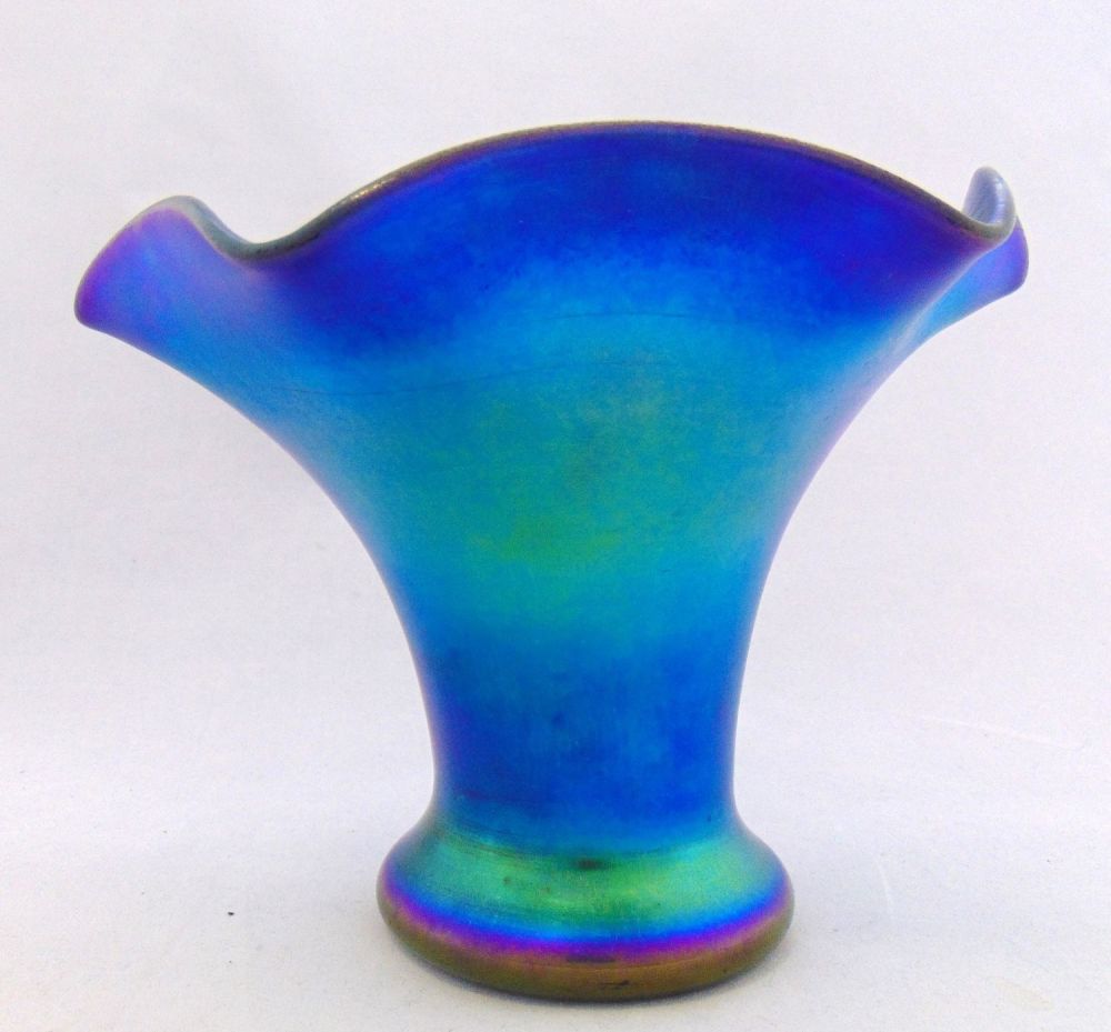 Lot 362: Steuben Blue Aurene glass vase