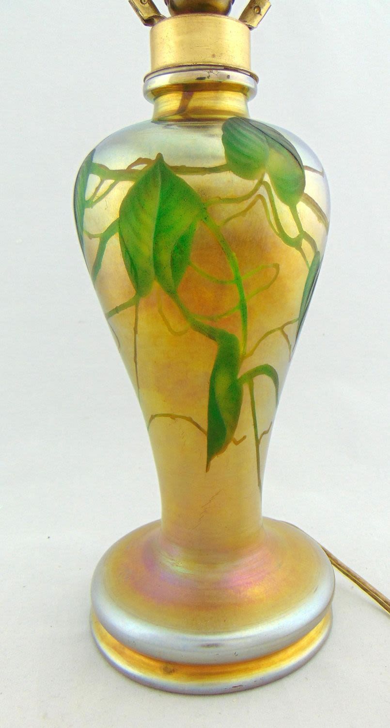 Lot 377: Tiffany Gold Favrile glass lamp base