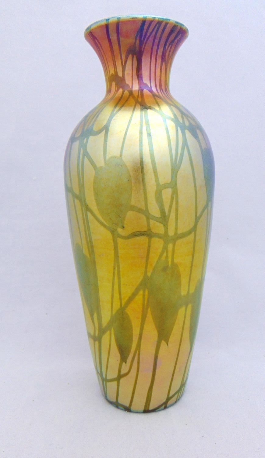 Lot 386: Durand tall Gold Heart and Vine vase