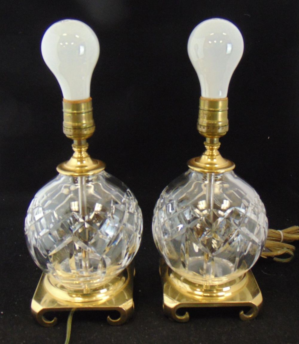 Lot 203: Pair of Waterford glass lamps