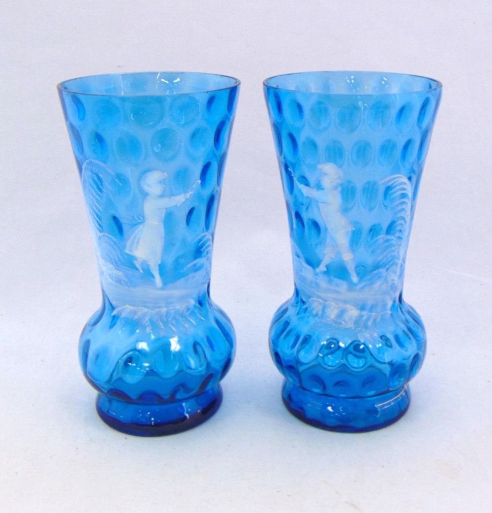 Lot 212: Two Mary Gregory glass goblets