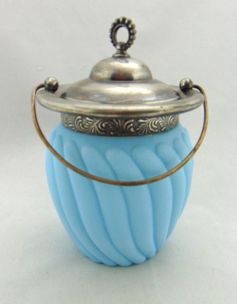Lot 220: Blue satin glass cracker jar
