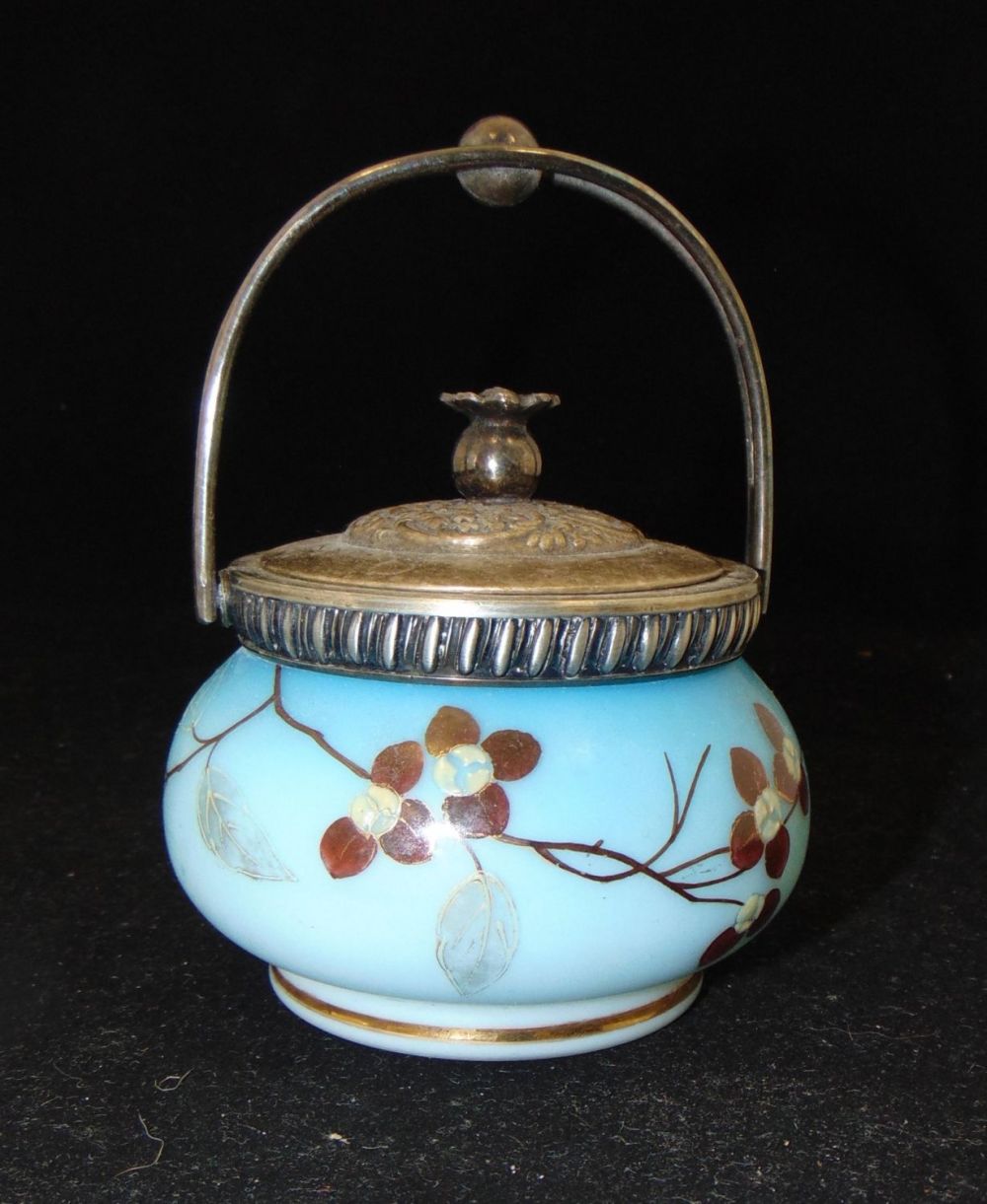 Lot 235: Blue satin glass sweet meat