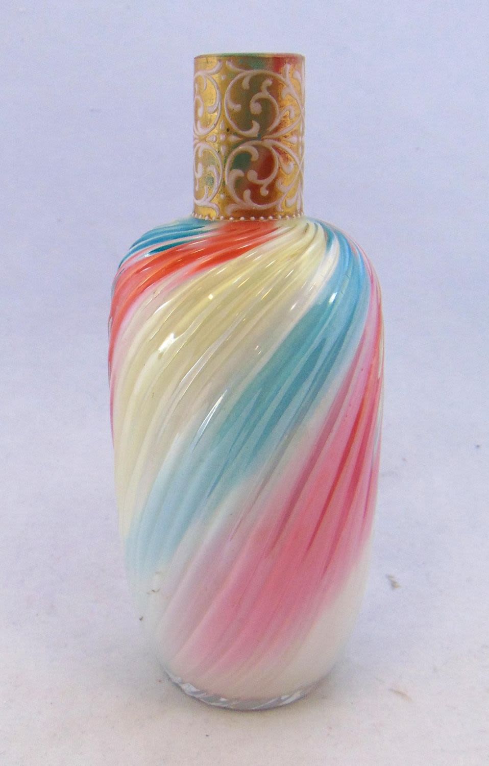 Lot 239: Cased rainbow MOP glass vase
