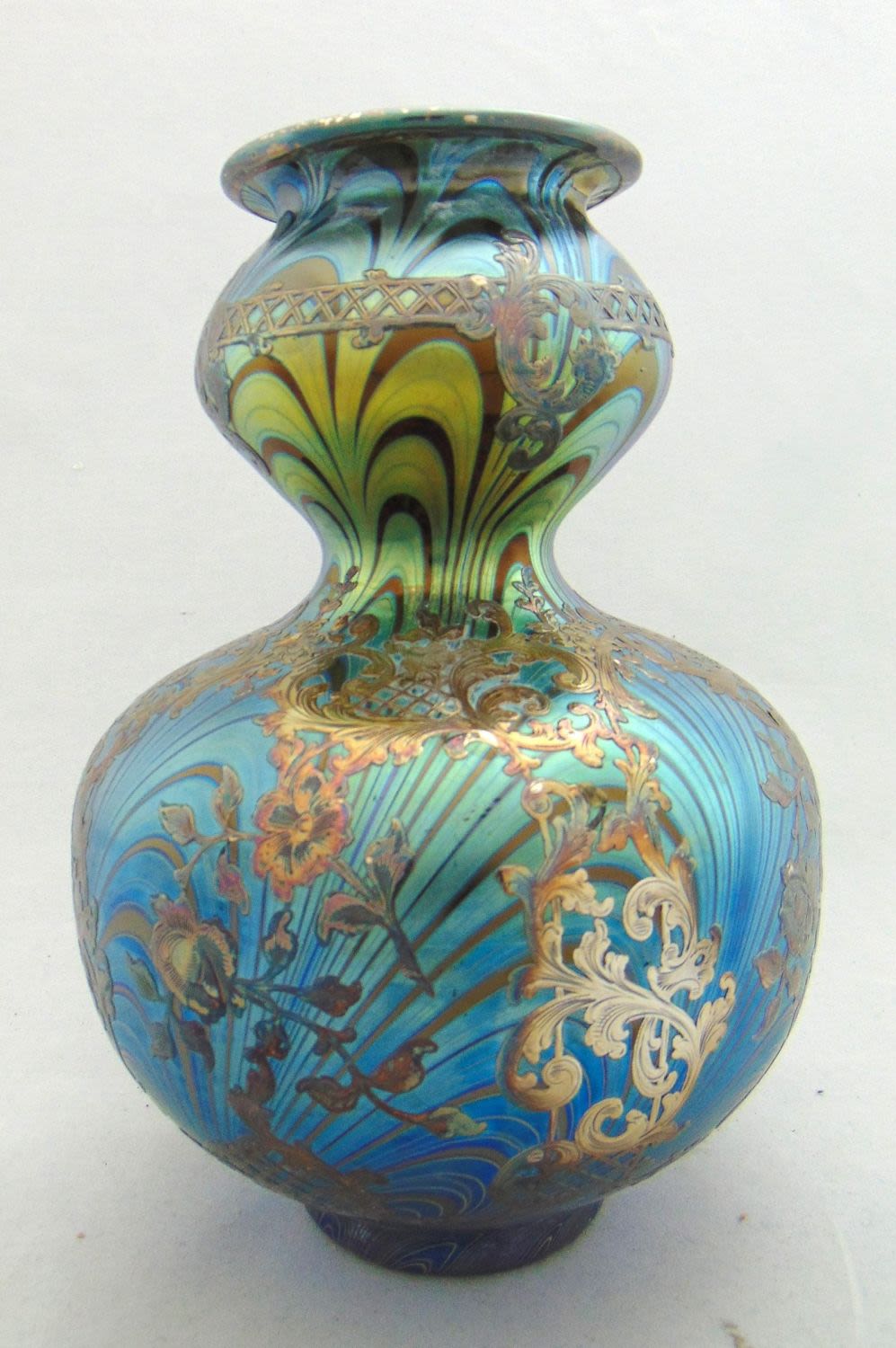 Lot 294: Loetz silver overlay glass vase