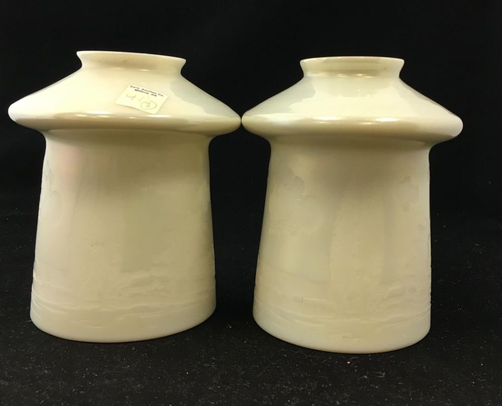 Lot 152: Pair of Steuben etched Calcite shades