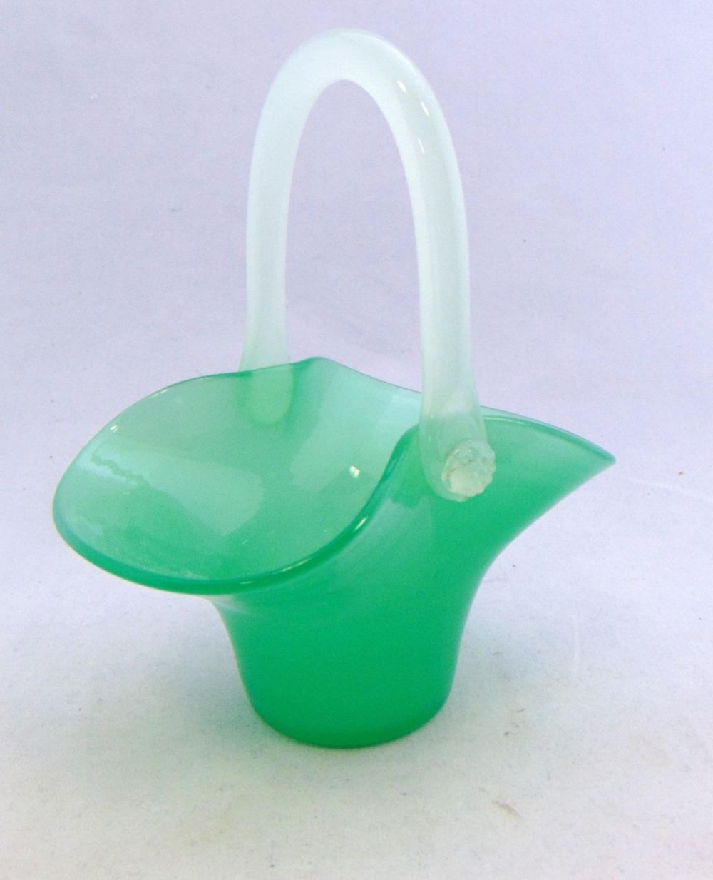 Lot 165: Steuben Green Jade glass basket