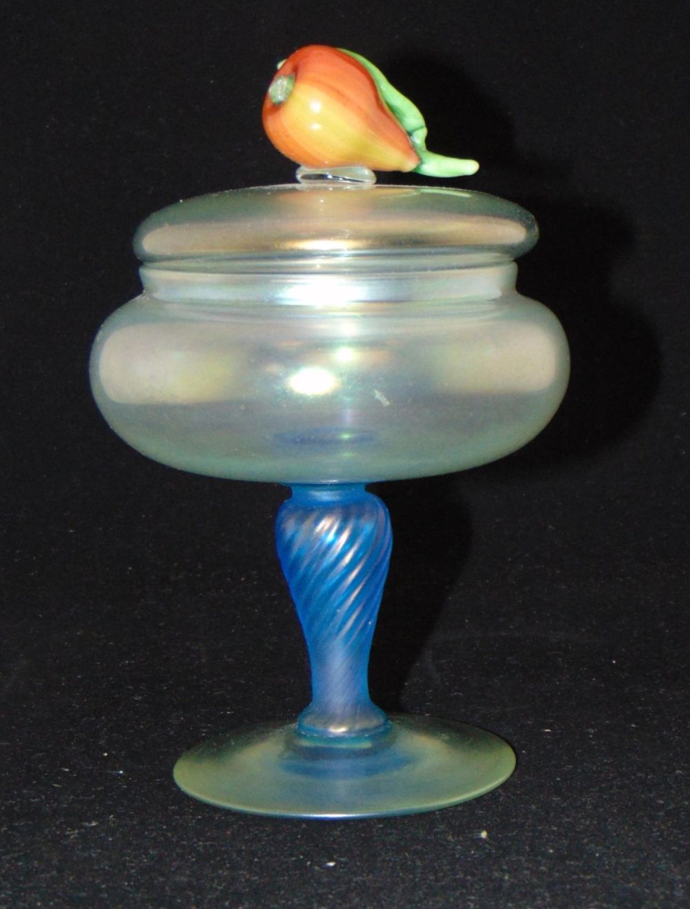 Lot 167: Steuben Aqua Marine covered compote