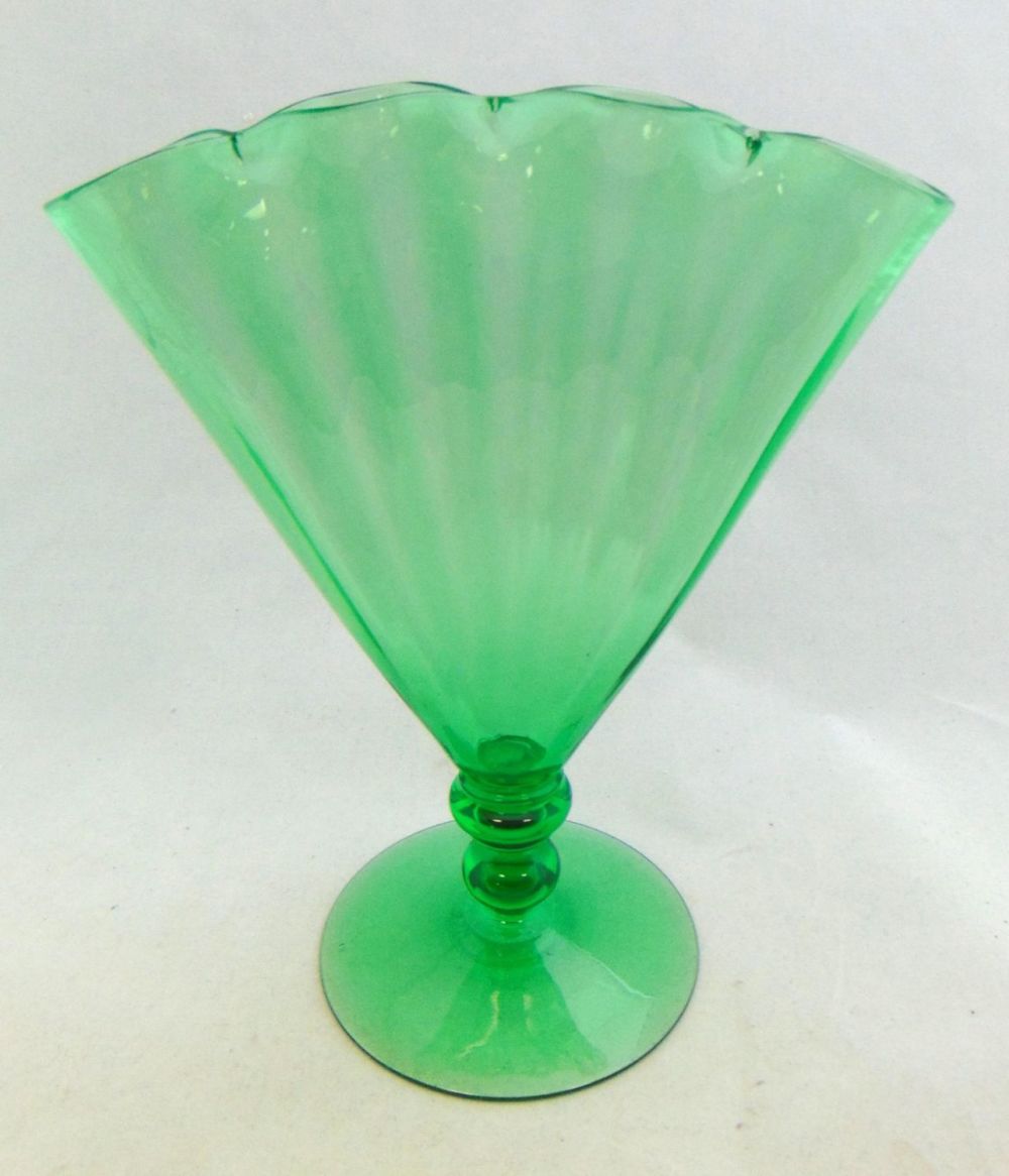 Lot 177: Steuben Pomona green fan vase