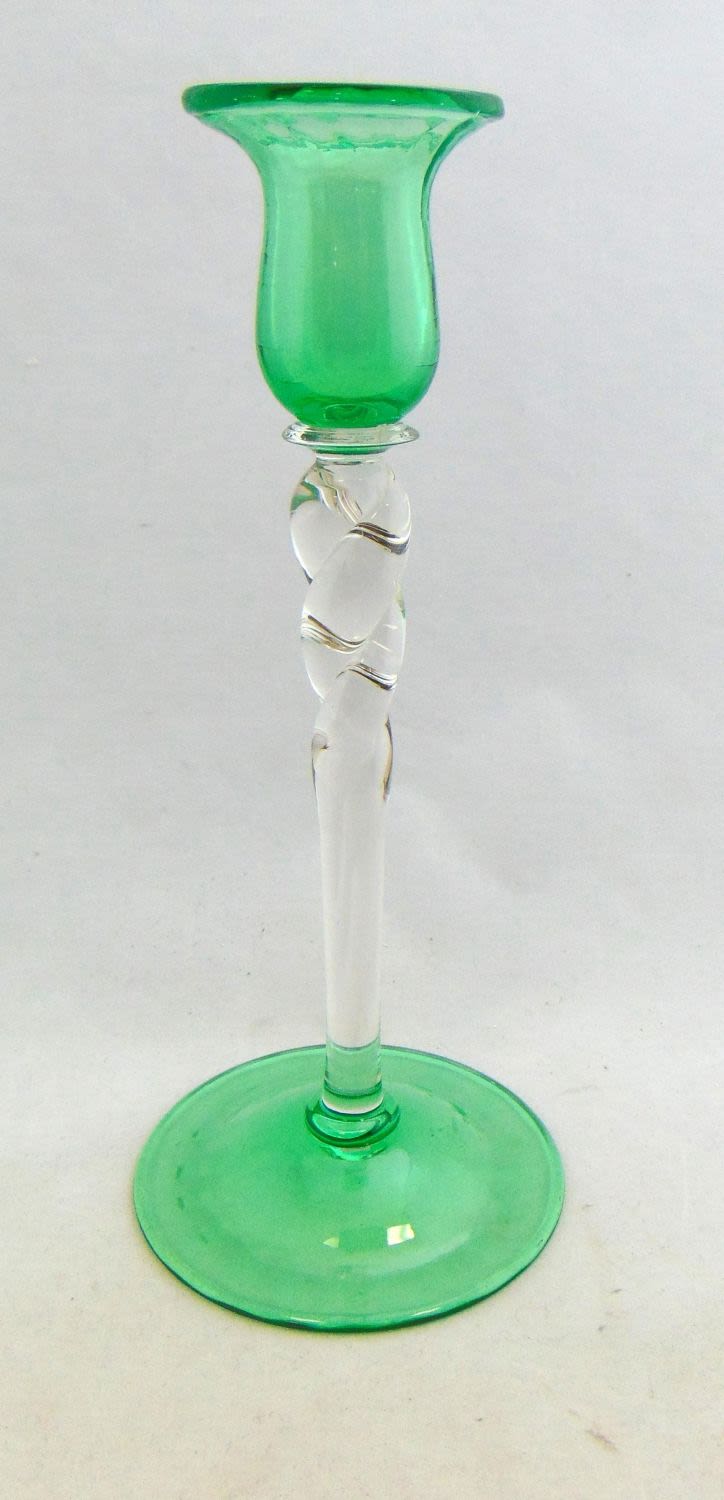 Lot 188: Steuben twist stem candlestick