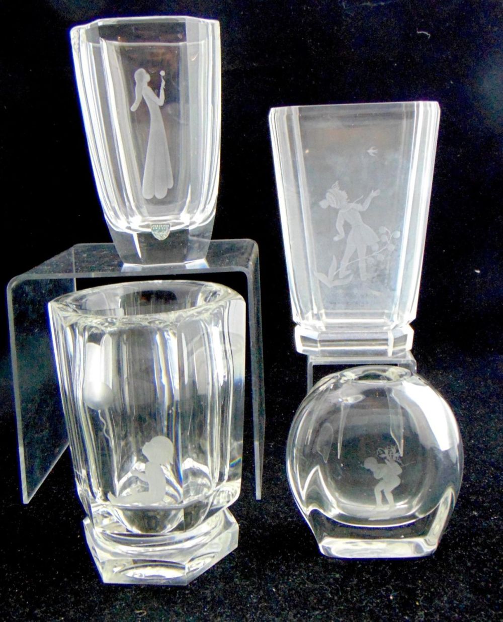 Lot 395: Four Swedish crystal glass vases